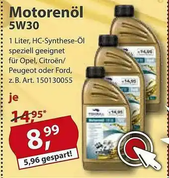 Sonderpreis Baumarkt Motorenöl 5w30 Angebot