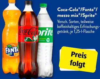 Aldi Süd Coca-Cola /Fanta/ mezzo mix/Sprite 1,25 L Flasche Angebot