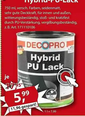 Sonderpreis Baumarkt Hybrid-pu-lack Angebot