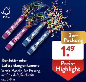 Aldi Süd Konfetti oder Luftschlangenkanone 2er-Packung Angebot