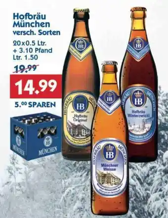 Hol'ab Getränkemarkt Hofbräu München versch. Sorten 20x0.5 Ltr. Angebot