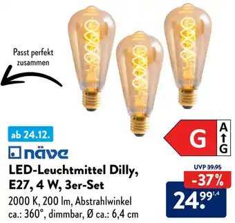 Aldi Süd näve LED-Leuchtmittel Dilly, E27, 4 W, 3er-Set Angebot