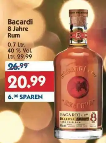 Hol'ab Getränkemarkt Bacardi 8 Jahre Rum 700ml Angebot