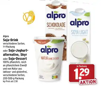 Wasgau Alpro Soja Drink 1L oder Soja Joghurt alternative, Skyr oder Soja Dessert 200-500g Angebot