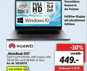 Lidl „matebook D15” Huawei Angebot