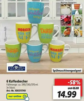 Lidl 6 Kaffeebecher Van Well Angebot