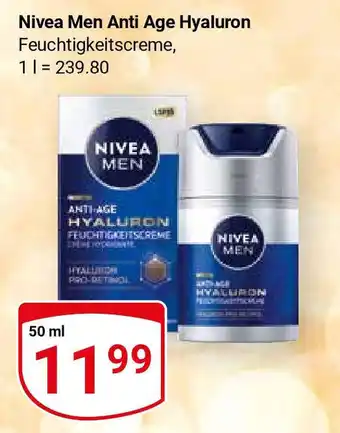 Globus Nivea Men Anti Age Hyaluron Feuchtigkeitscreme, 50 ml Angebot