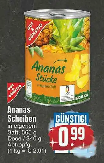 E-Center Gut & Günstig Ananas Scheiben Angebot