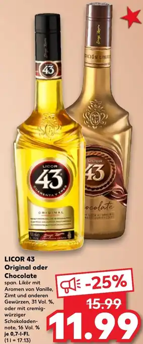 Kaufland LICOR 43 Original oder Chocolate 0,7 L-Fl. Angebot