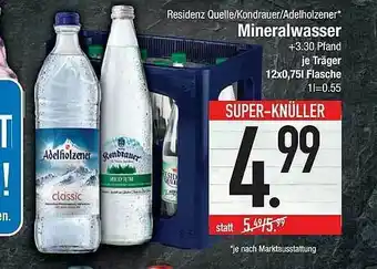 E-Center Adelholzener, Residenz Quelle Oder Kondrauer Mineralwasser Angebot