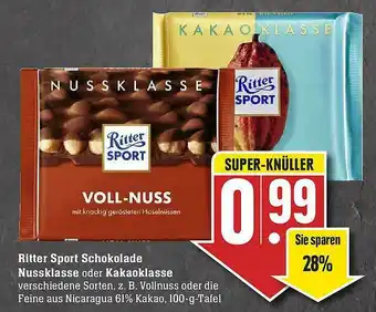 Edeka Ritter Sport Schokolade Nussklasse Oder Kakaoklasse Angebot