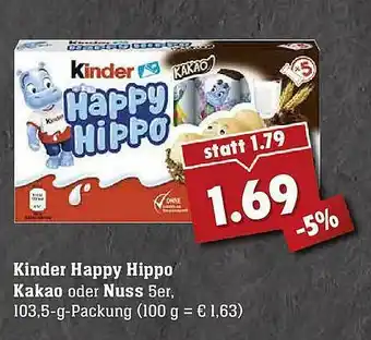 Edeka Kinder Happy Hippo Kakao Oder Nuss Angebot