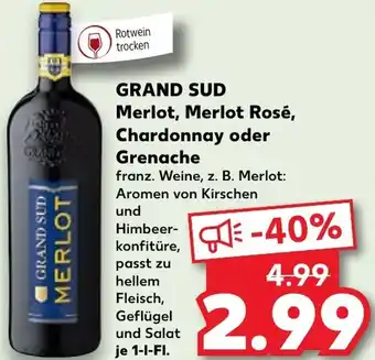 Kaufland GRAND SUD Merlot, Merlot Rosé, Chardonnay oder Grenache 1 L-Fl. Angebot