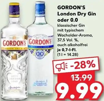 Kaufland GORDON'S London Dry Gin oder 0.0, 0,7 L-Fl. Angebot