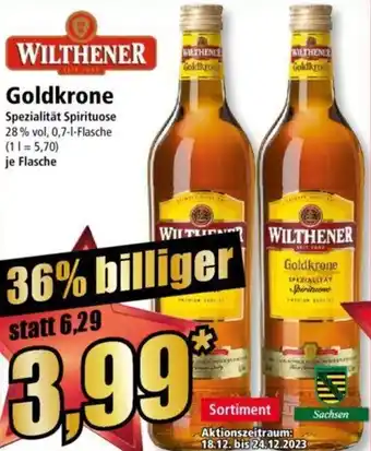 Norma WILTHENER Goldkrone 0,7 L Flasche Angebot