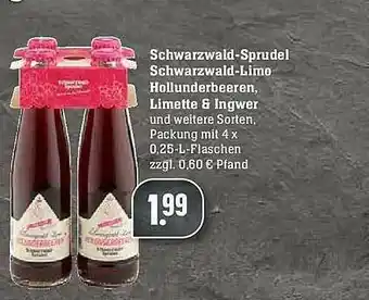 Edeka Schwarzwald-sprudel Schwarzwald-limo Hollunderbeeren. Limette & Ingwer Angebot