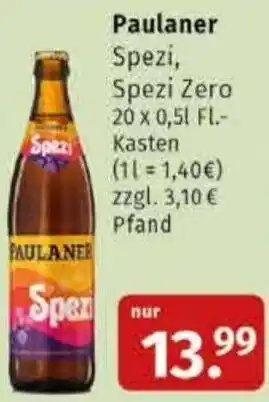 Markgrafen Paulaner Spezi 20 x 0,5 L Fl. Kasten Angebot