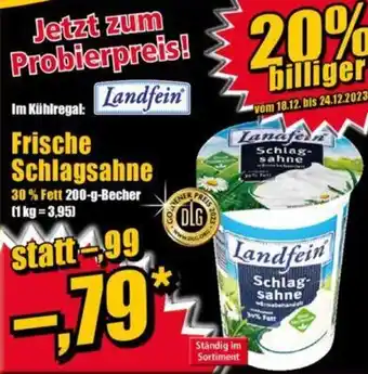 Norma Landfein Frische Schlagsahne 200 g Becher Angebot