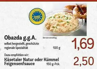 Edeka Obazda G.g.a., Käsetaler Natur Oder Kümmel Feigensenfsauce Angebot