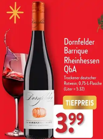 Aldi Nord Dornfelder Barrique Rheinhessen QЬА 0,75 L Flasche Angebot