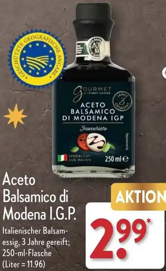 Aldi Nord Gourmet Finest Cuisine Aceto Balsamico Modena I.G.P. 250 ml Flasche Angebot