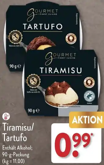 Aldi Nord Gourmet Finest Cuisine Tiramisu/ Tartufo 90 g Packung Angebot