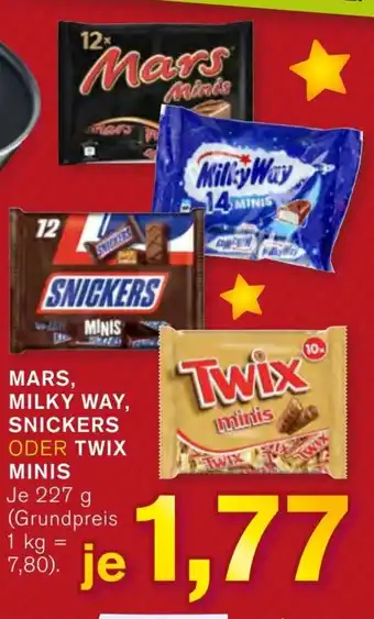 KODi MARS, MILKY WAY, SNICKERS ODER TWIX MINIS Je 227 g Angebot