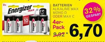 KODi Energizer BATTERIEN ALKALINE MAX MONO D ODER MAX C 4er-Pack Angebot