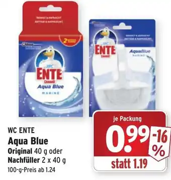 Wasgau WC Ente Aqua Blue Original 40g oder Nachfüller 2x40g Angebot