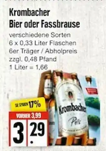 Edeka Frischemarkt Krombacher Bier Oder Fassbrause Angebot