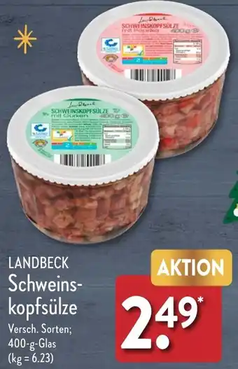 Aldi Nord LANDBECK Schweinskopfsülze 400 g Glas Angebot