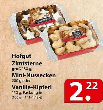 Famila Nord Ost Hofgut Zimtsterne, Mini-nussecken Oder Vanille-kipferl Angebot