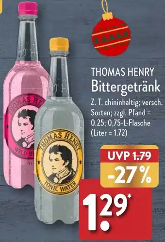 Aldi Nord THOMAS HENRY Bittergetränk 0,75 L Flasche Angebot