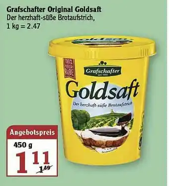 Globus Grafschafter Original Goldsaft Angebot