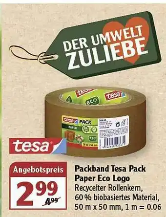 Globus Tesa Packband Pack Paper Eco Logo Angebot