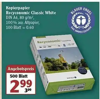 Globus Kopierpapier Recyconomic Classic White Angebot