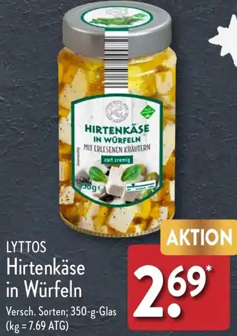 Aldi Nord LYTTOS Hirtenkäse in Würfeln 350 g Glas Angebot