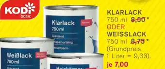 KODi Klarlack 750 ml o. WEISSLACK 750 ml Angebot