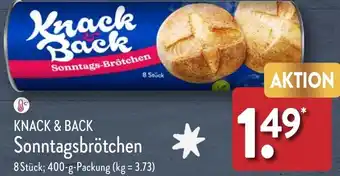 Aldi Nord KNACK & BACK Sonntagsbrötchen 400 g Packung Angebot