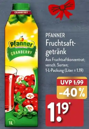 Aldi Nord PFANNER Fruchtsaftgetränk 1 L Packung Angebot