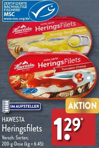 Aldi Nord HAWESTA Heringsfilets 200 g Dose Angebot