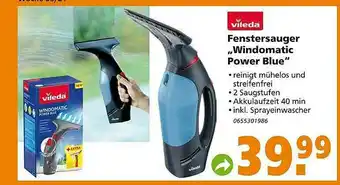 Globus Baumarkt Fenstersauger „windomatic Power Blue” Vileda Angebot