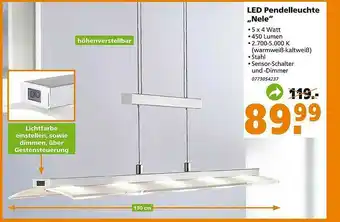 Globus Baumarkt Led Pendelleuchte „nele” Angebot