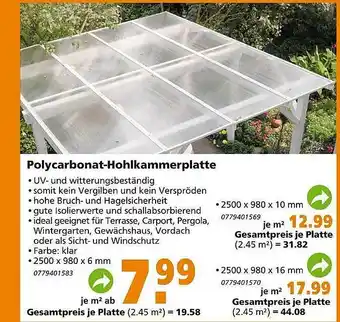 Globus Baumarkt Polycarbonat-hohlkammerplatte Angebot