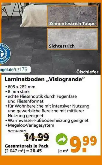 Globus Baumarkt Laminatboden „visiogrande” Angebot