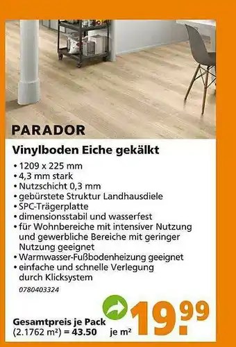 Globus Baumarkt Parador Vinylboden Eiche Gekälkt Angebot