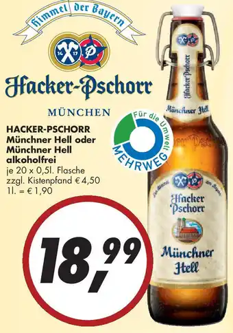 Gefako HACKER-PSCHORR Münchner Hell oder Münchner Hell alkoholfrei 20x0,5 L Flasche Angebot