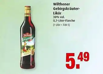 Markant Wilthener Gebirgskräuter-likör Angebot