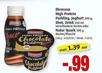 Markant Ehrmann High Protein Pudding Joghurt Shot Drink Oder Natur Quark Angebot