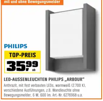 OBI LED Aussenleuchten Philips ,,Arbour" Angebot